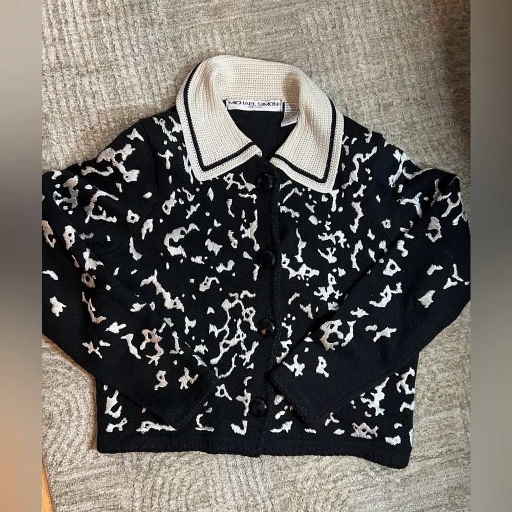Size S Michael Simon Black and Cream knit Blazer
